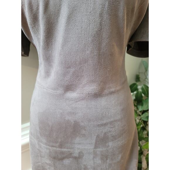 Fate Faux Suede Dress Womens Medium Taupe Polyester Blend Short Sleeve - Picture 6 of 12